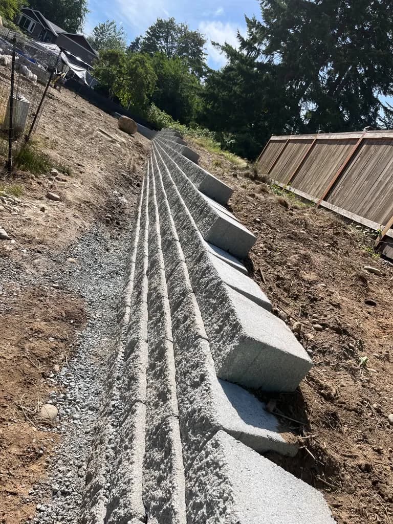 Drainage channel and steps on hillside