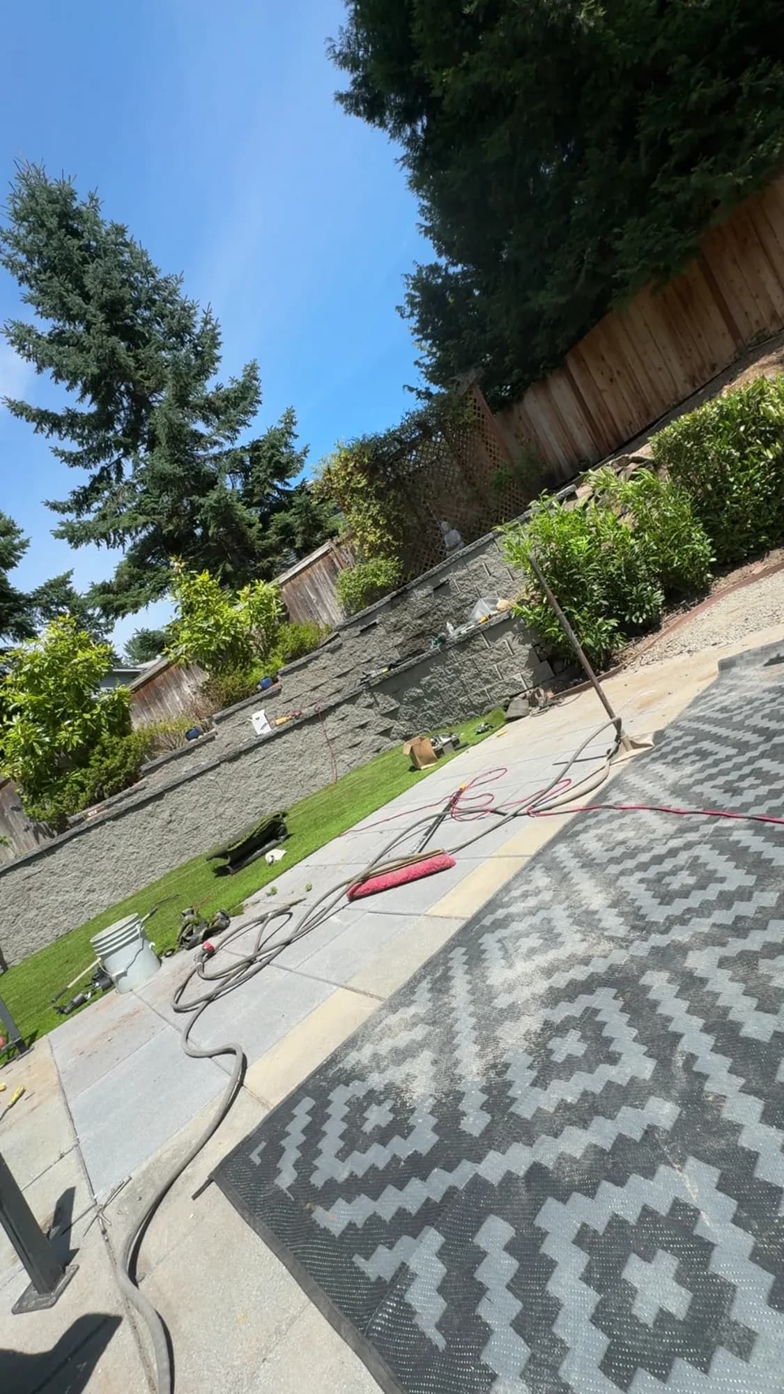 Landscaping with irrigation lines