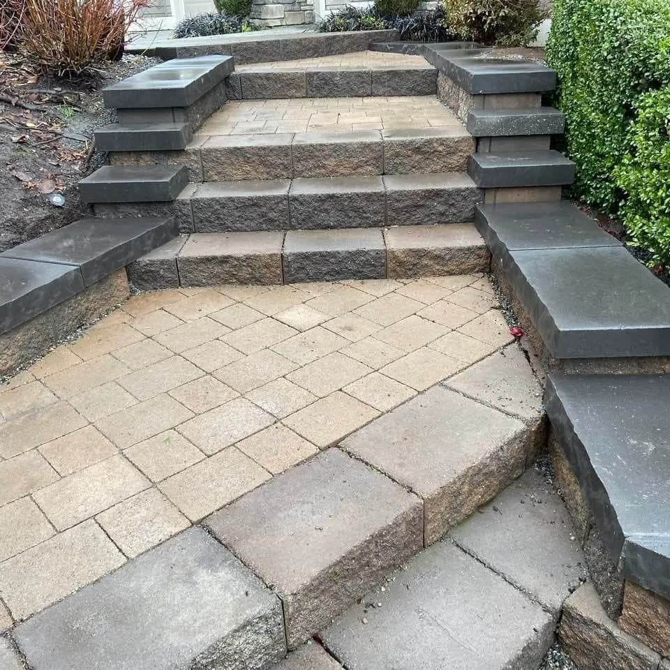 Paver steps with plantings