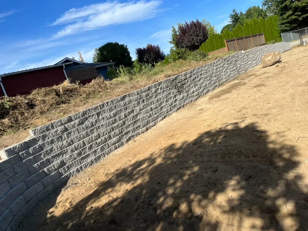 Large retaining wall on residential slope
