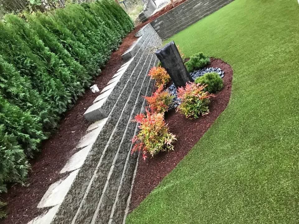Retaining wall with stone steps