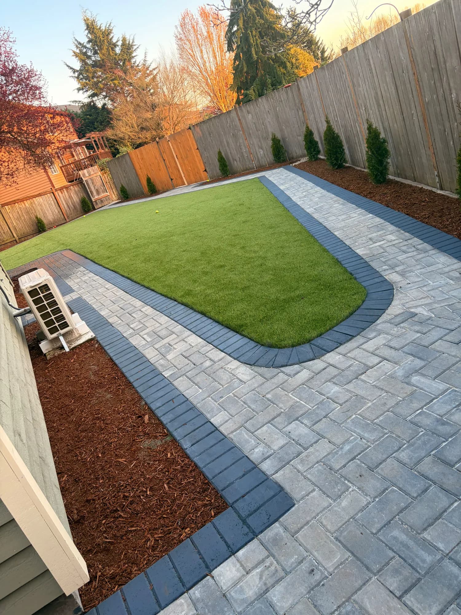 Turf with paver border completed
